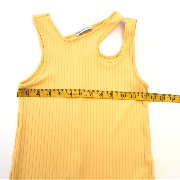 Zara Yellow Ribbed Sleeveless Midi Bodycon Dress - Picture 5 of 5